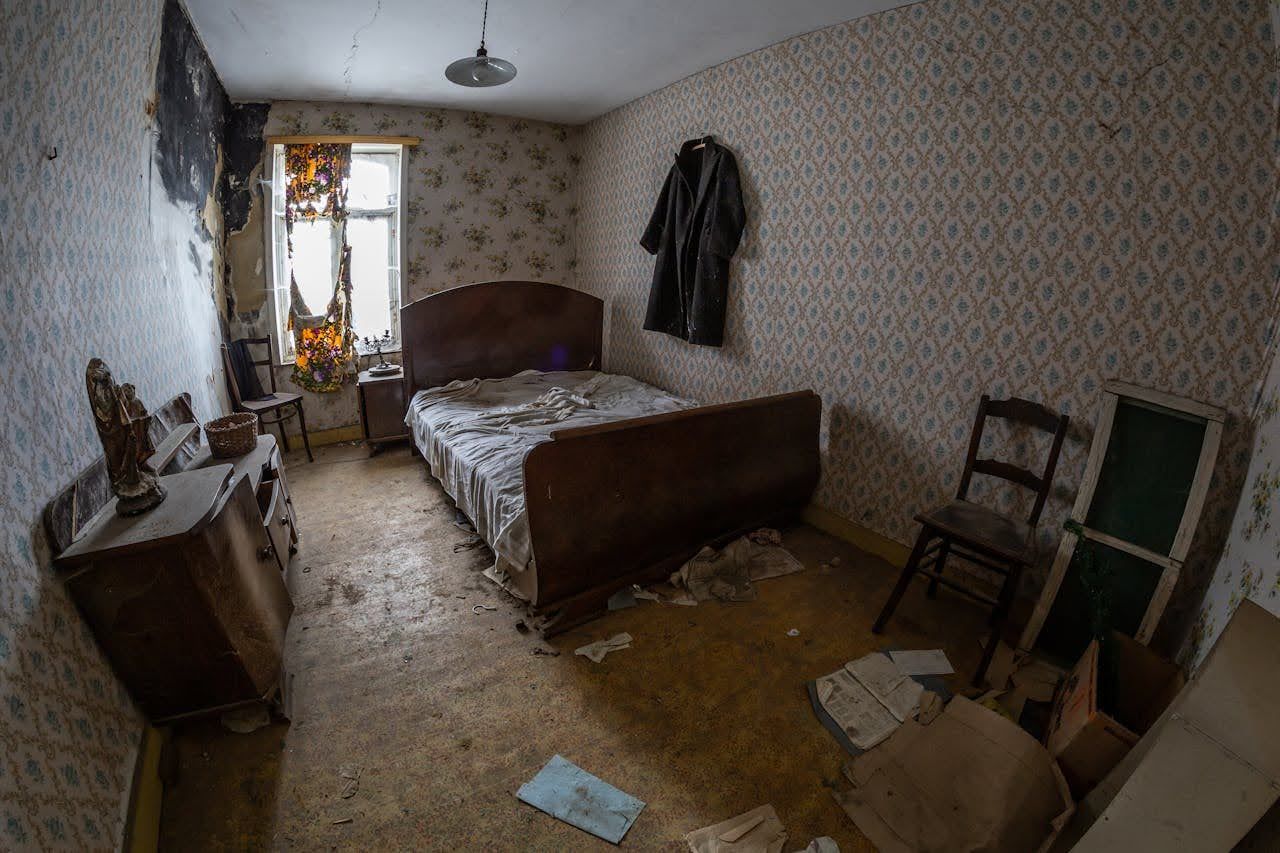 Dirty Bedroom in Abandoned House