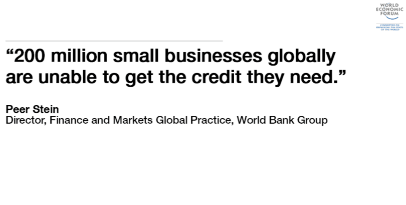 200 million small businesses globally are unable to get credit, source World Bank