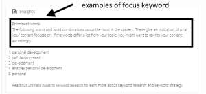 Yoast give to us examples of keywords to use
