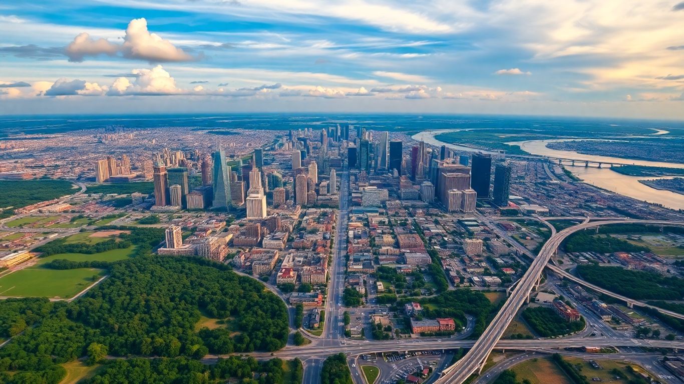 US aerial with major city skylines and landscapes