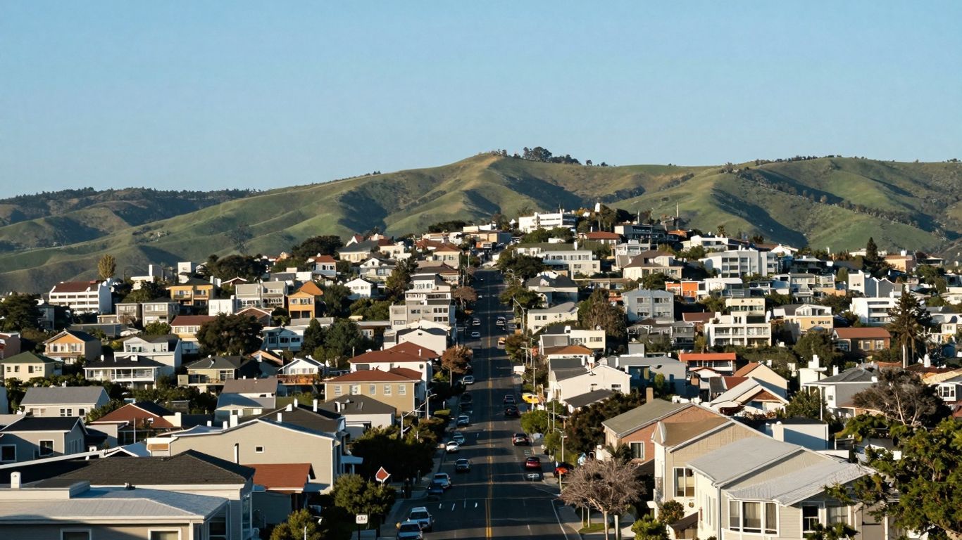 Affordable American cityscape with housing and nature.