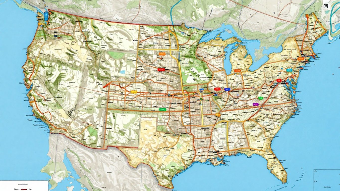 Detailed map of United States cities