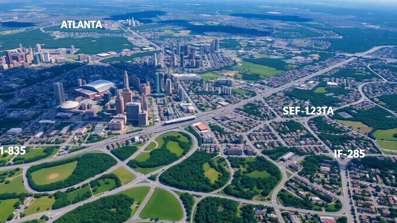 Aerial view of Atlanta neighborhoods within the perimeter.