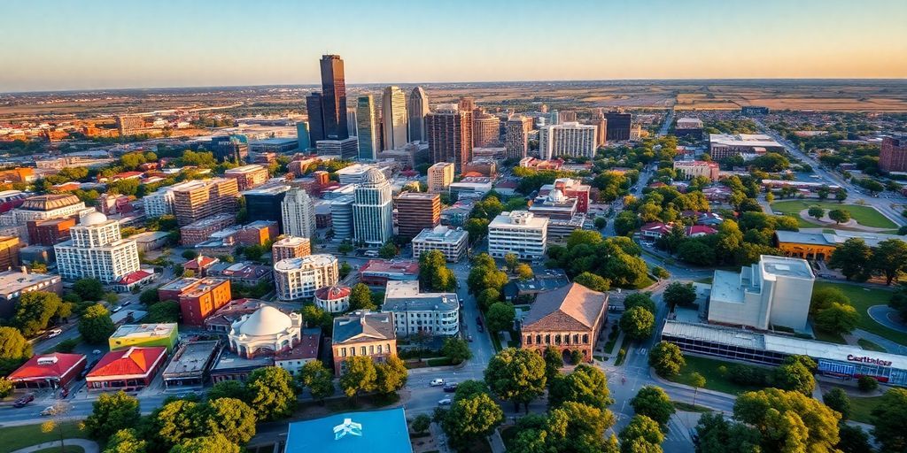 Aerial view of Dallas showcasing its vibrant neighborhoods.