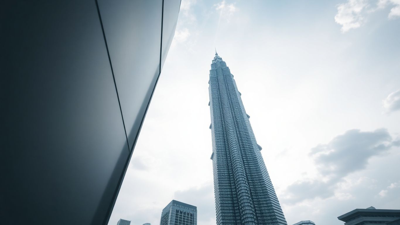 Merdeka 118 tower, Malaysia's tallest building, against the sky.
