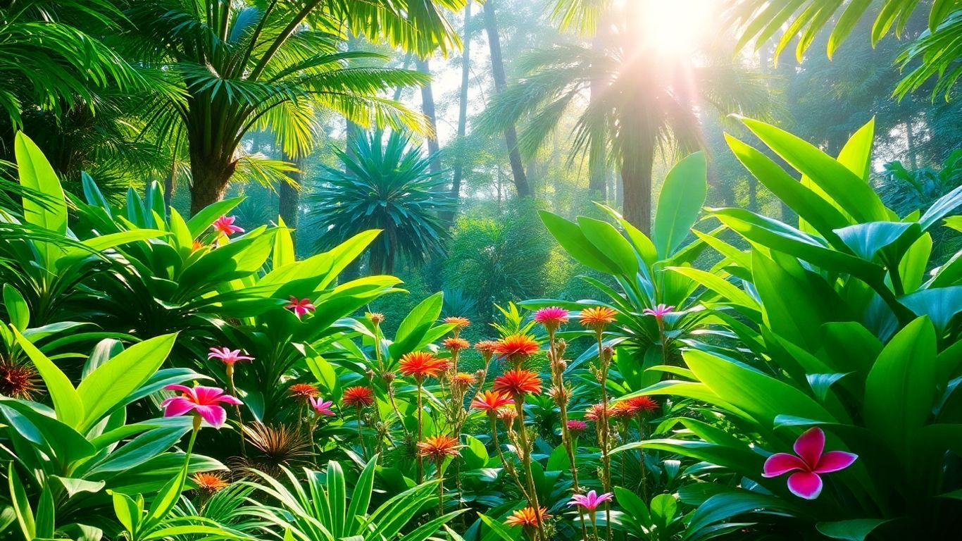 Lush Malaysia Botanical Garden with diverse plants and flowers.