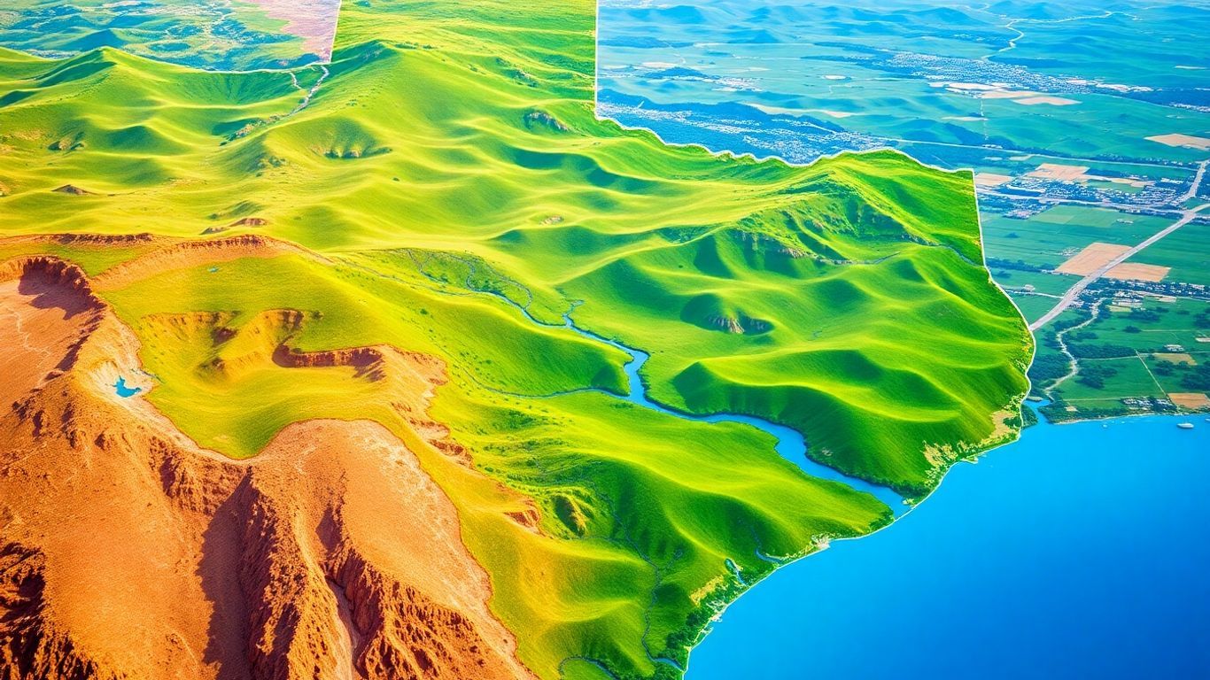 Texas map with cities and Hill Country.