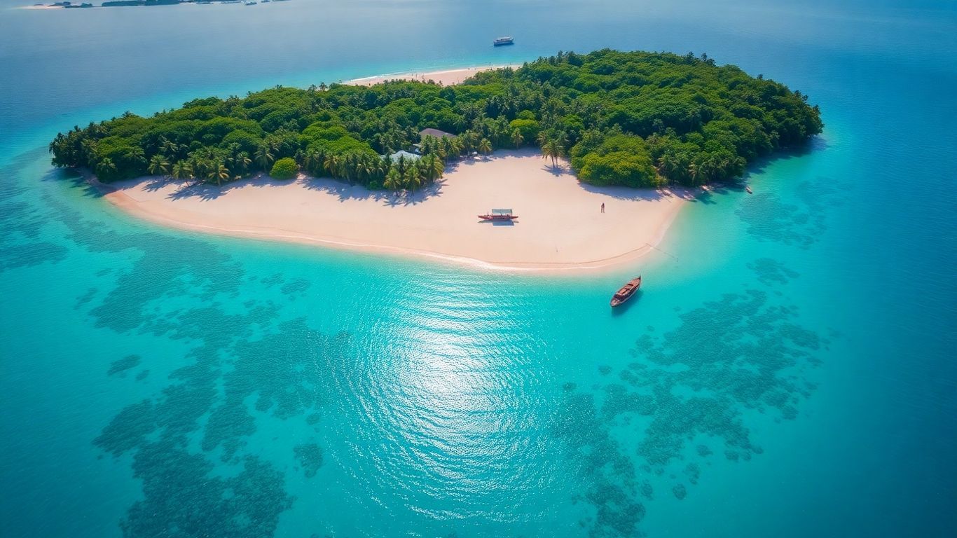 Pristine beach and turquoise waters of Sabah, Malaysia.