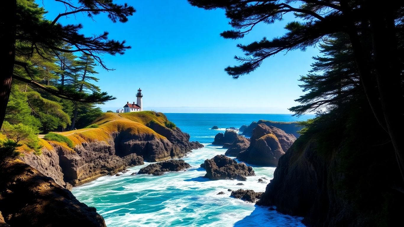Trinidad California coastline cliffs and lighthouse photo