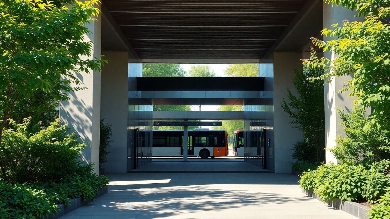 Metro station entrance with bus bay access
