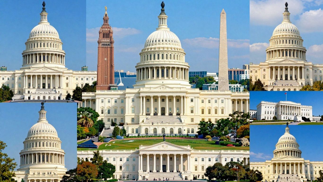 Collage of US capital city landmarks and skylines.