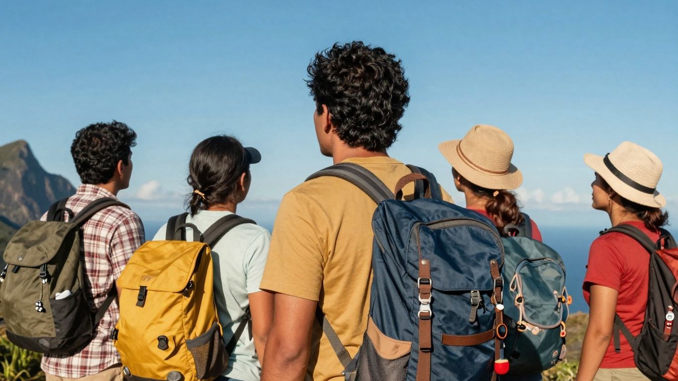 Travelers exploring a beautiful natural landscape.
