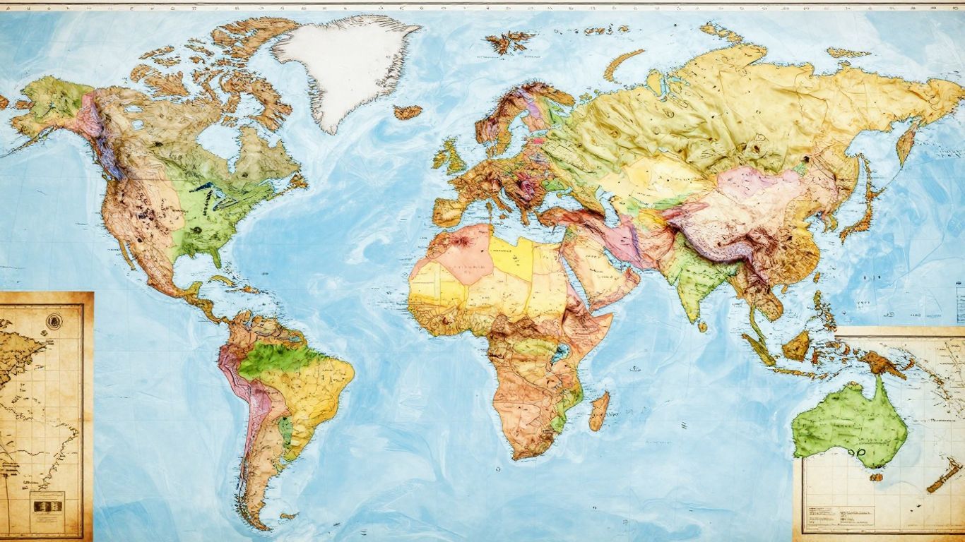 Collage of diverse world map styles.
