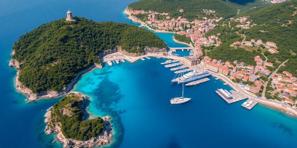 Aerial view of Italy's beautiful islands and coastline.