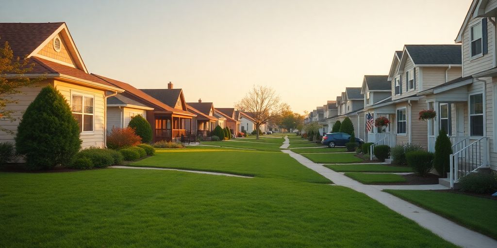 A peaceful neighborhood in an affordable U.S. town.