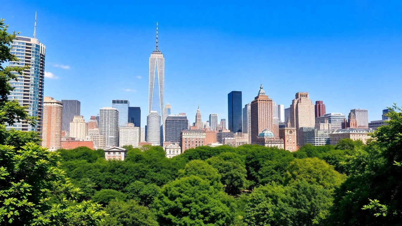 New York City skyline and park