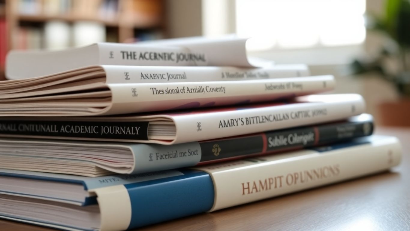 Stack of academic journals