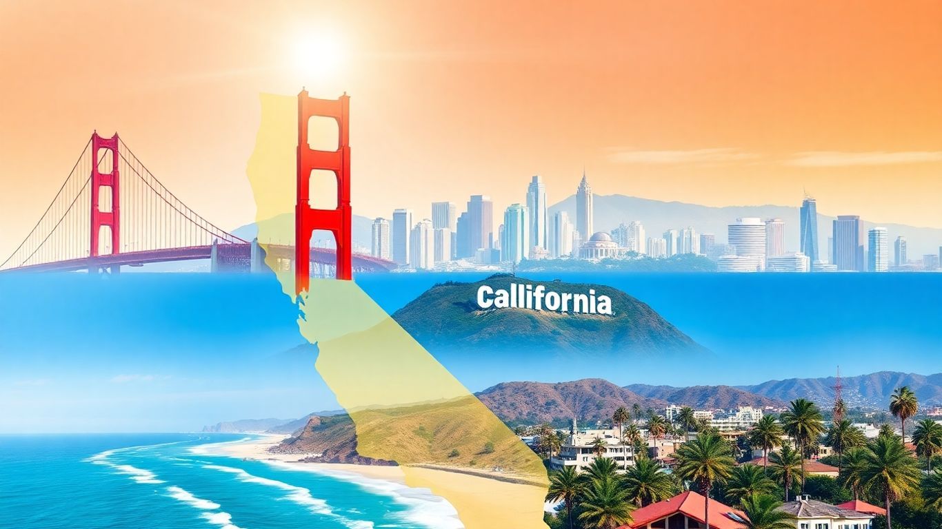 California map with major cities highlighted.