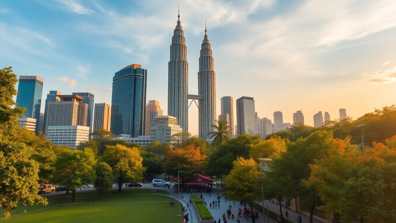 Kuala Lumpur cityscape during autumn with Petronas Towers.