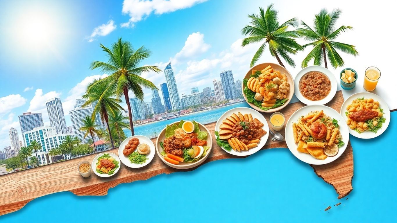 Florida city views and local food on a sunny day