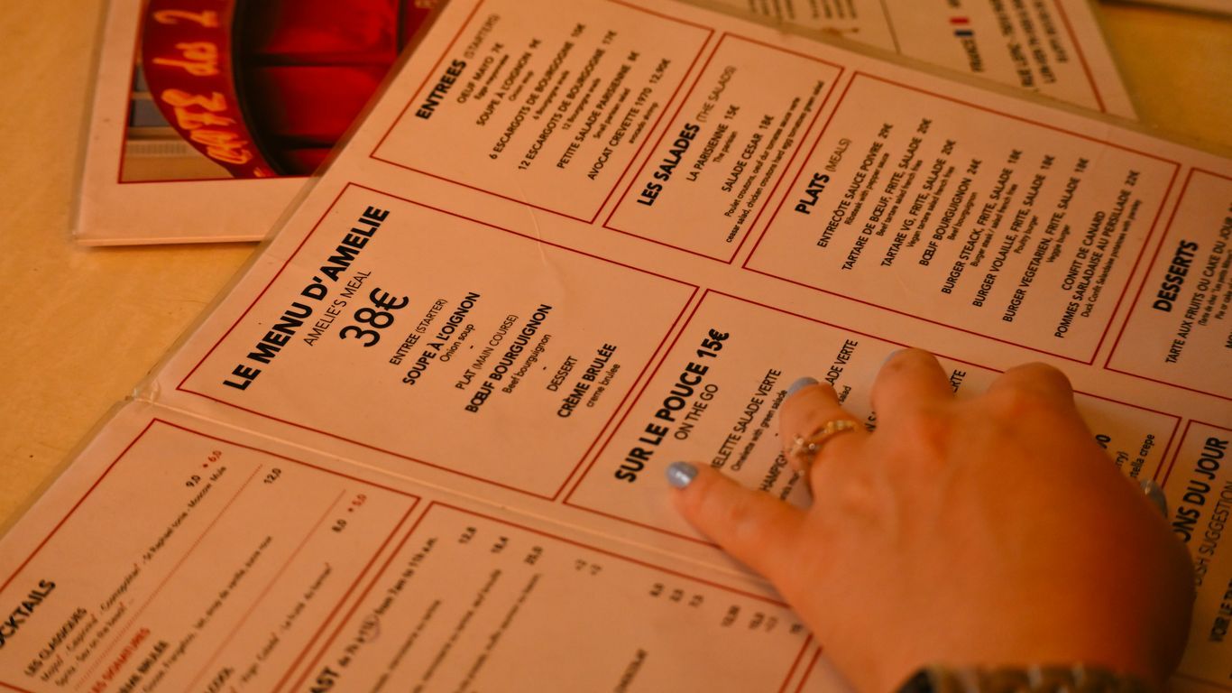 A person's hand on top of a menu