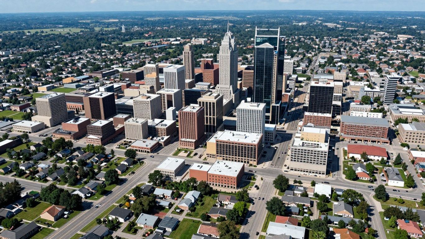 Aerial view of Ohio cities and their diverse urban landscapes.