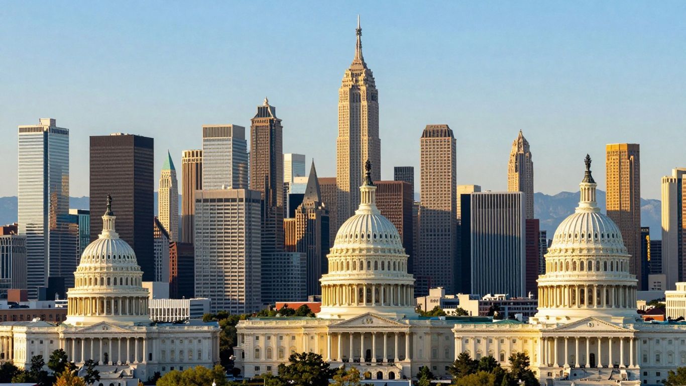 Diverse American capital city skylines and landmarks.