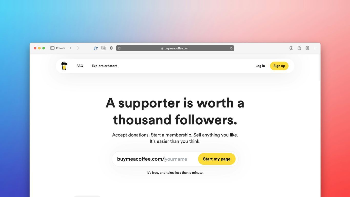 a computer screen with a message that reads, a support is worth a thousand followers