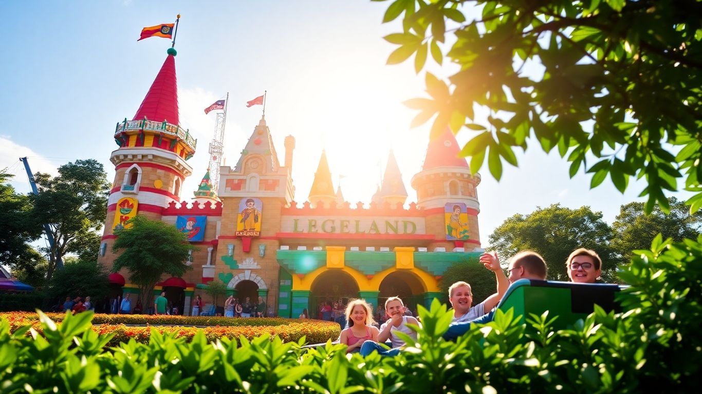 Legoland Malaysia castle with families and rides.