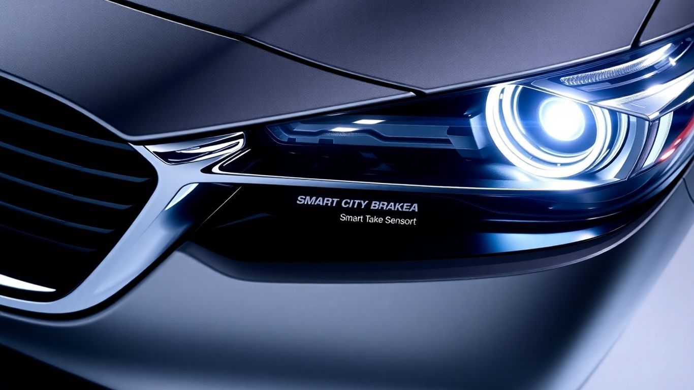 Mazda car front grille and headlights