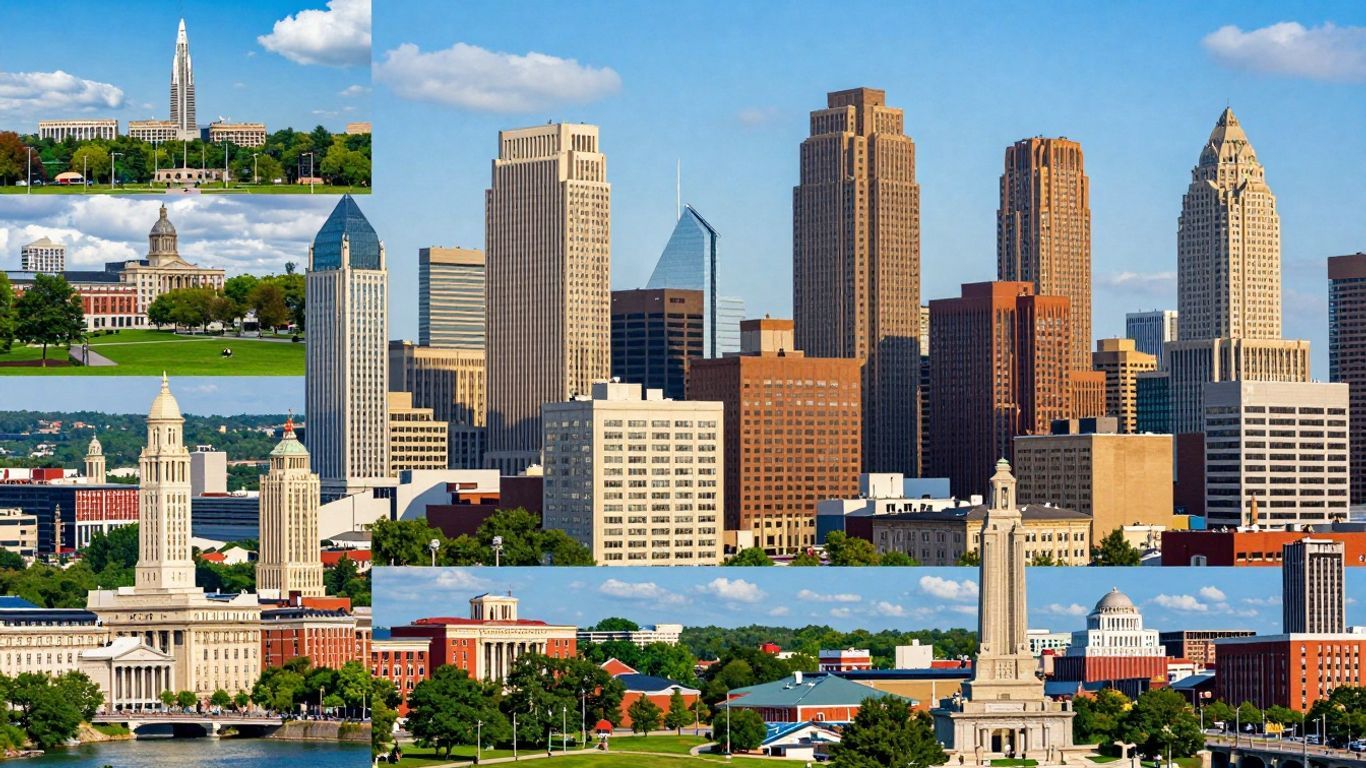 Diverse Ohio city skylines and landscapes.