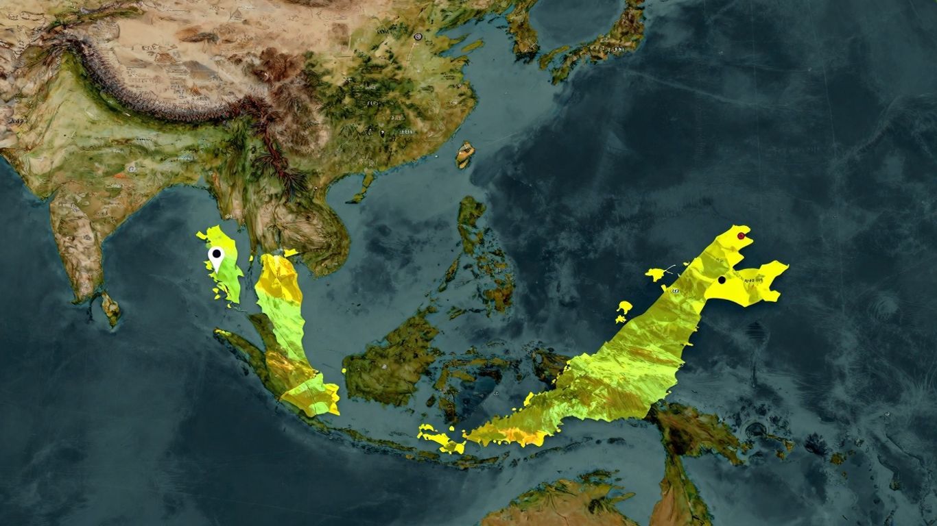 World map showing Malaysia's location.
