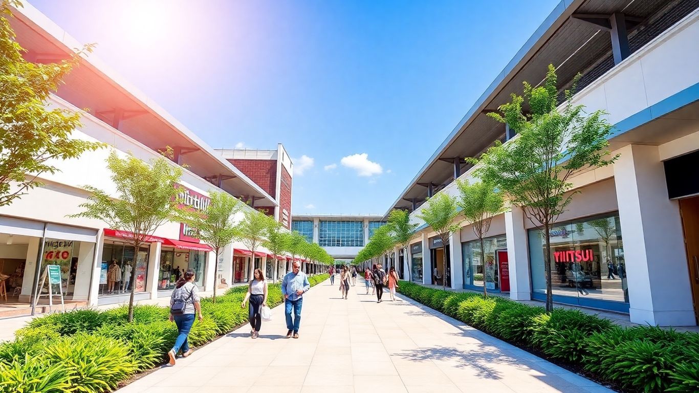 Mitsui Outlet Park KLIA architecture and shoppers
