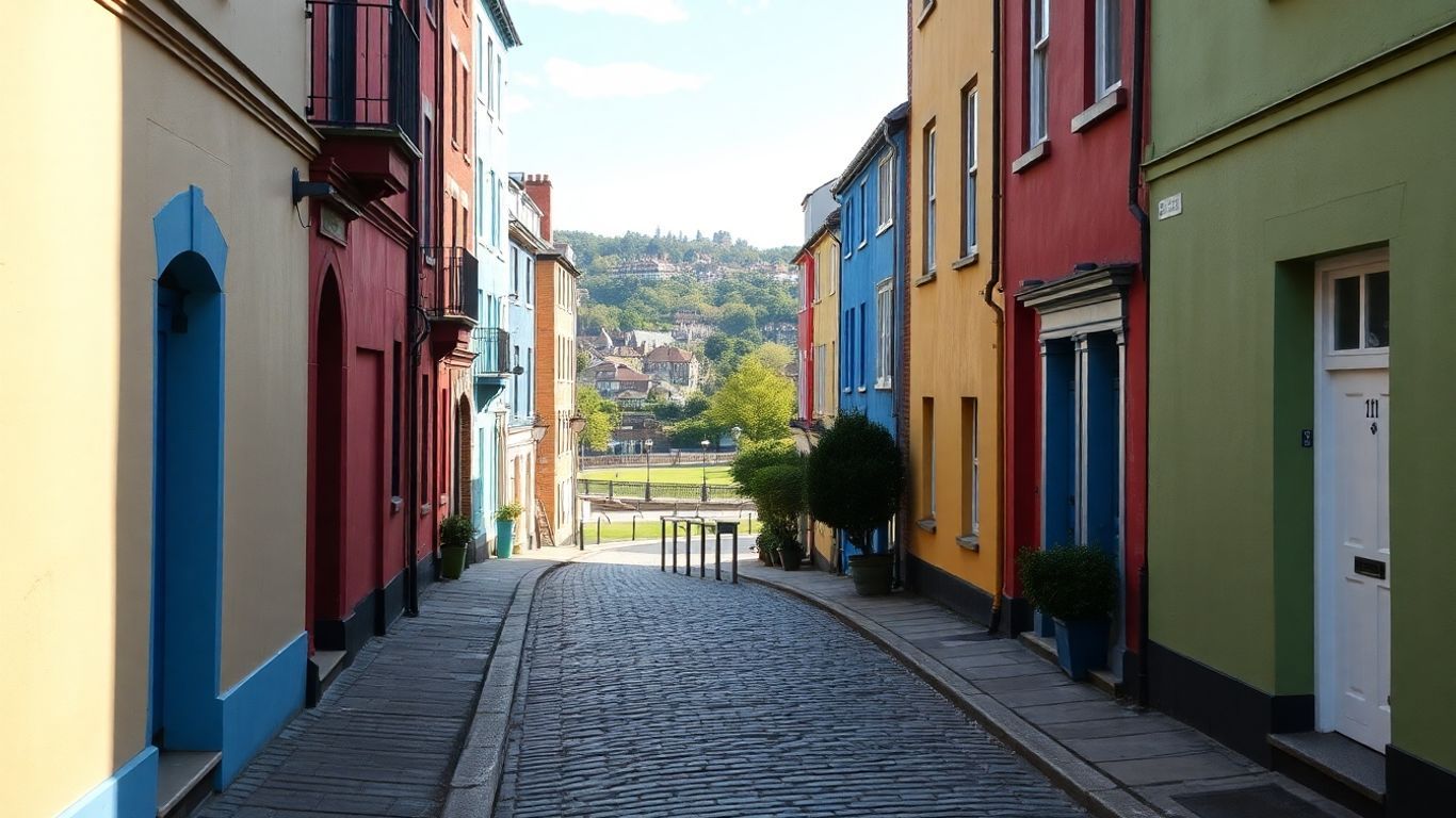 Charming street scene in Newcastle beyond the city center.