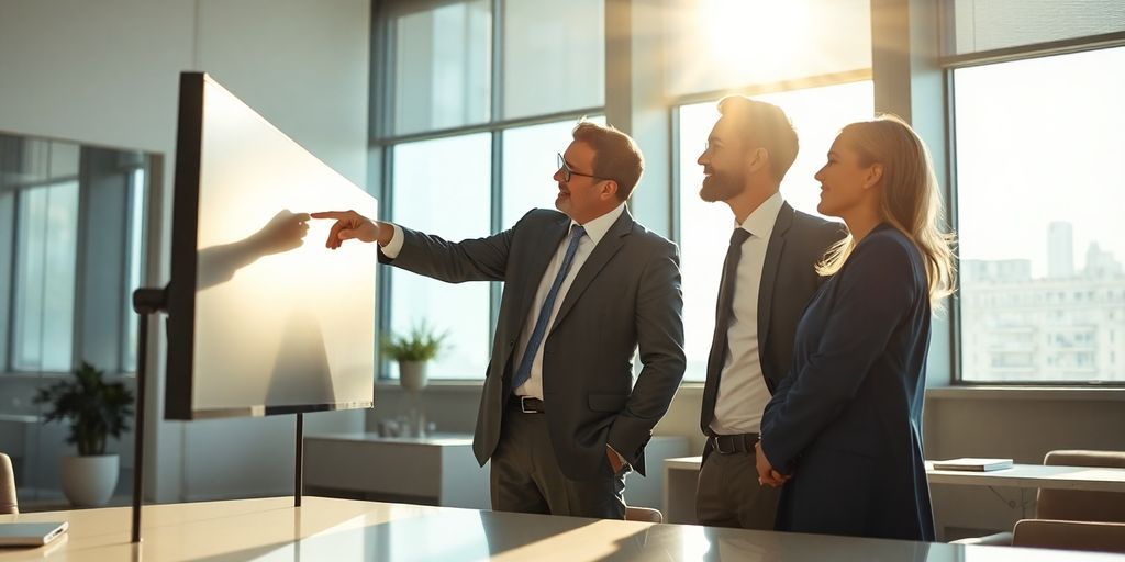 Professional bankers in modern office.