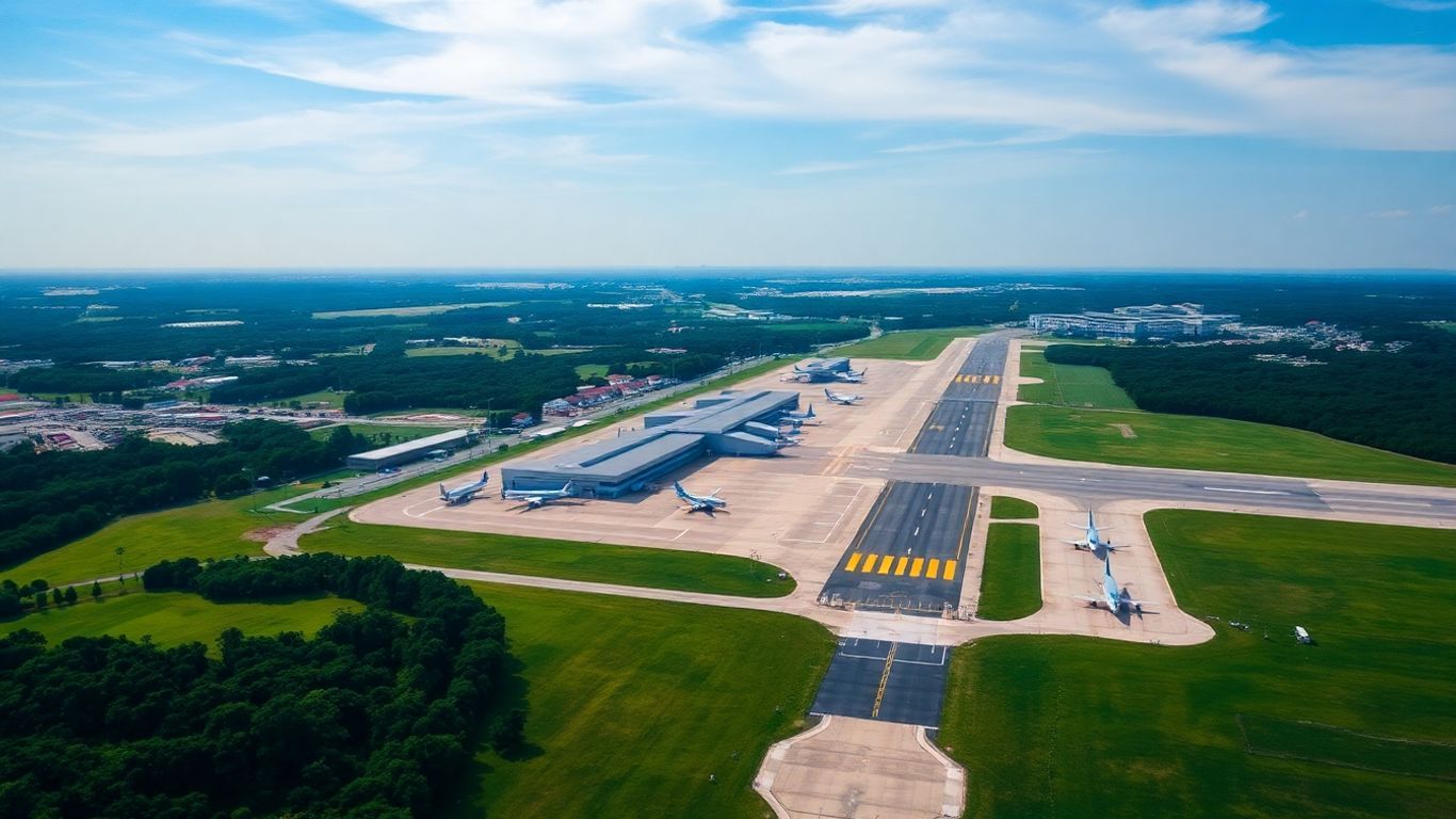 Sultan Abdul Aziz Shah Airport (SZB) aerial view, Subang, Malaysia.