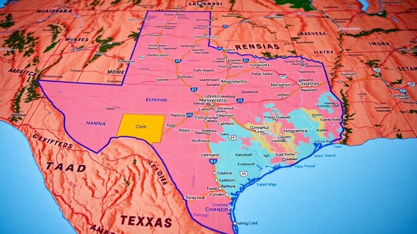 Interactive map of Texas cities and highways.