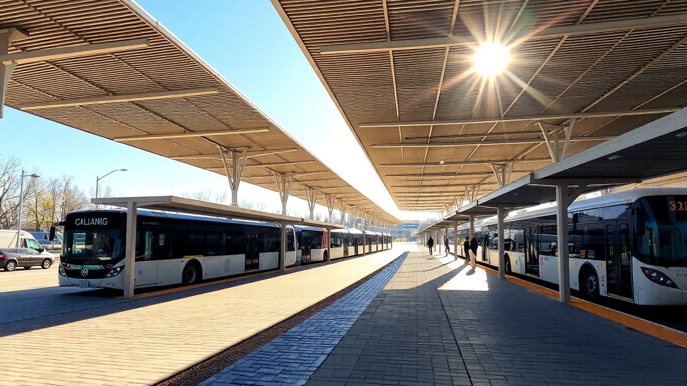 Innovation Center Metro Station North Bus Bay with buses.