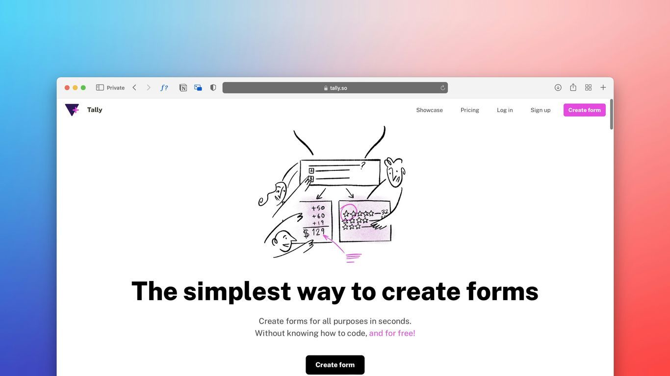 a computer screen with the words the simplest way to create forms on it