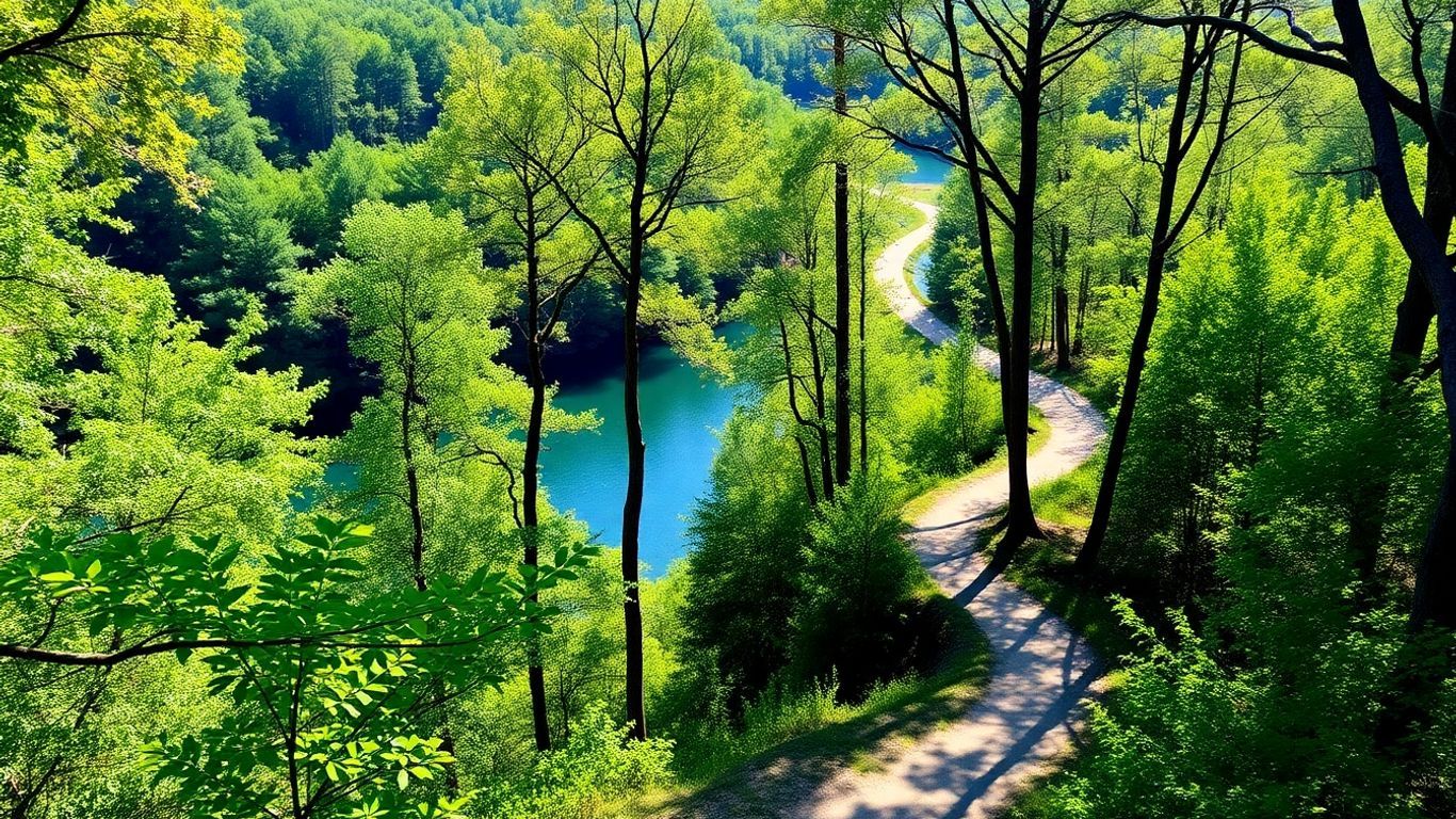 Scenic hiking trail through South Carolina's lush forests and waters.