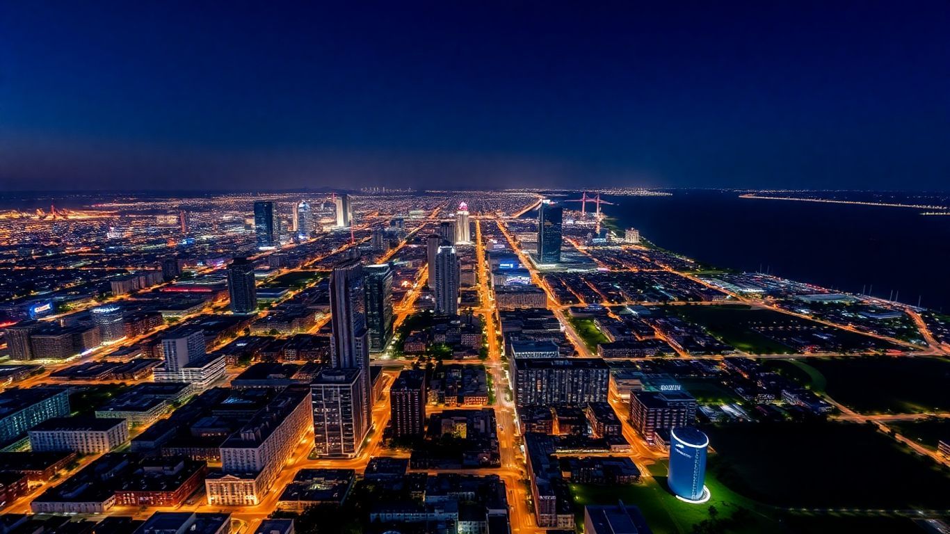 Aerial view of Florida's urban cityscape.