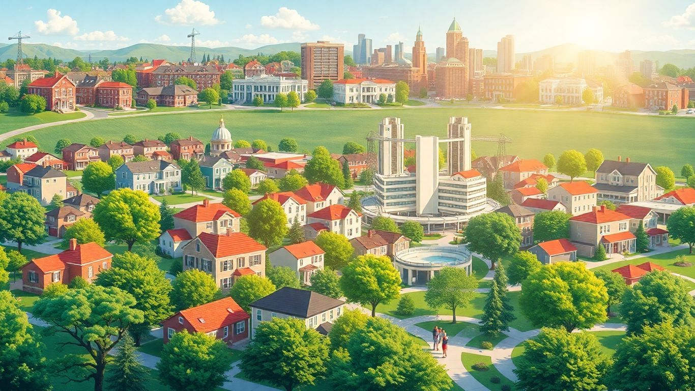 Affordable US cities with parks and homes.