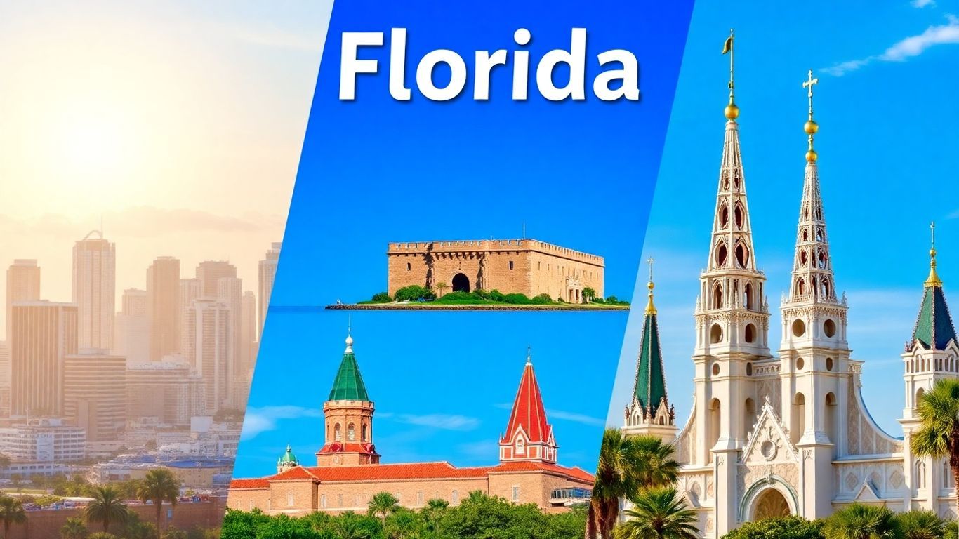 Interactive map of Florida cities with landmarks.