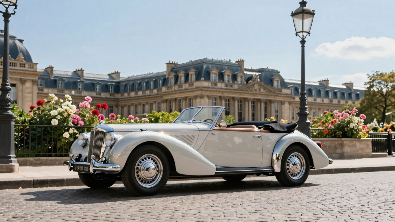 Luxury car parked on Parisian street.