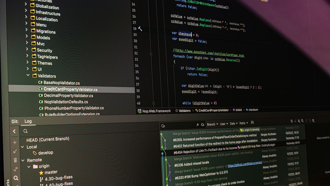 Computer screen displaying lines of code