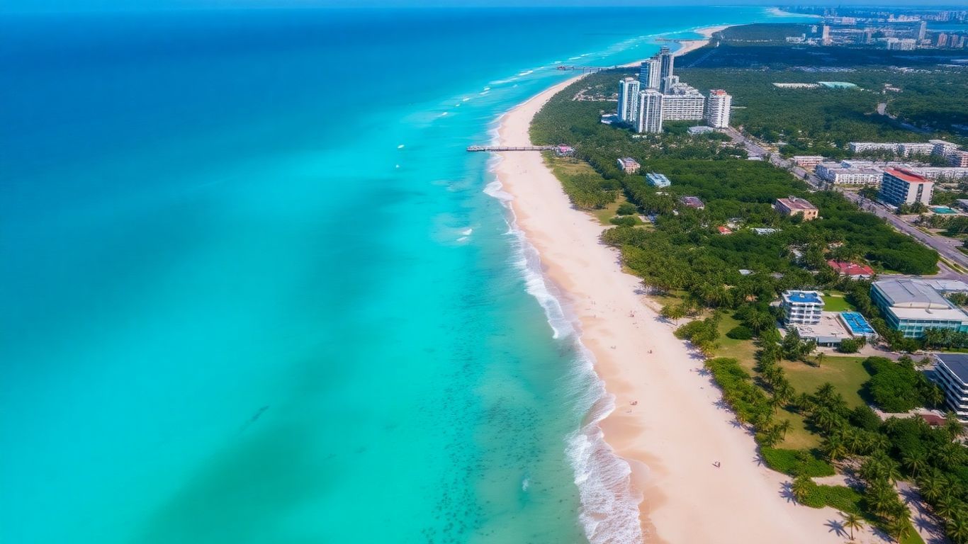 Florida coastline with cities and attractions