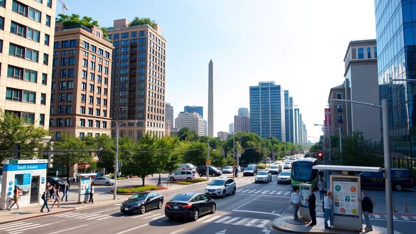 Smart city scene in downtown Washington DC