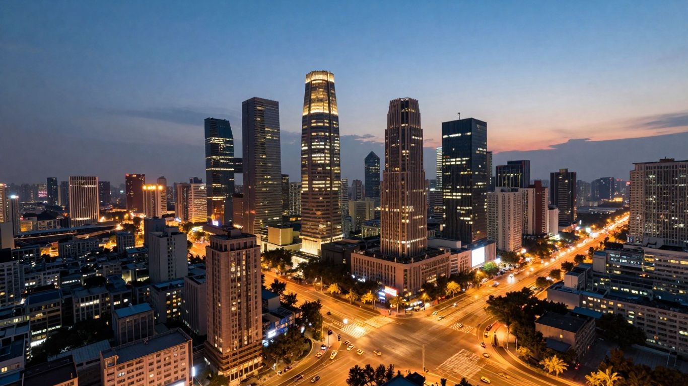 Cities Skylines 2 PC cityscape at dusk