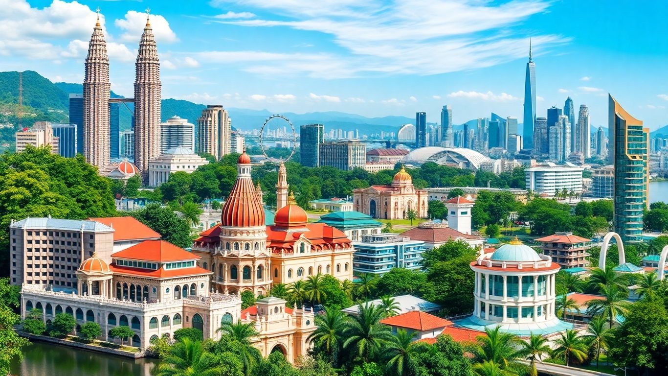 Diverse Malaysian capital cities with iconic landmarks and skylines.