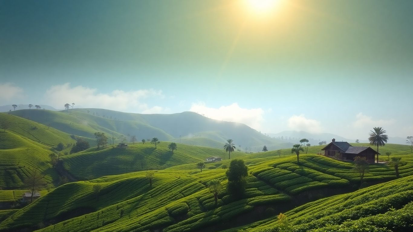 Cameron Highlands tea plantations and rolling hills.